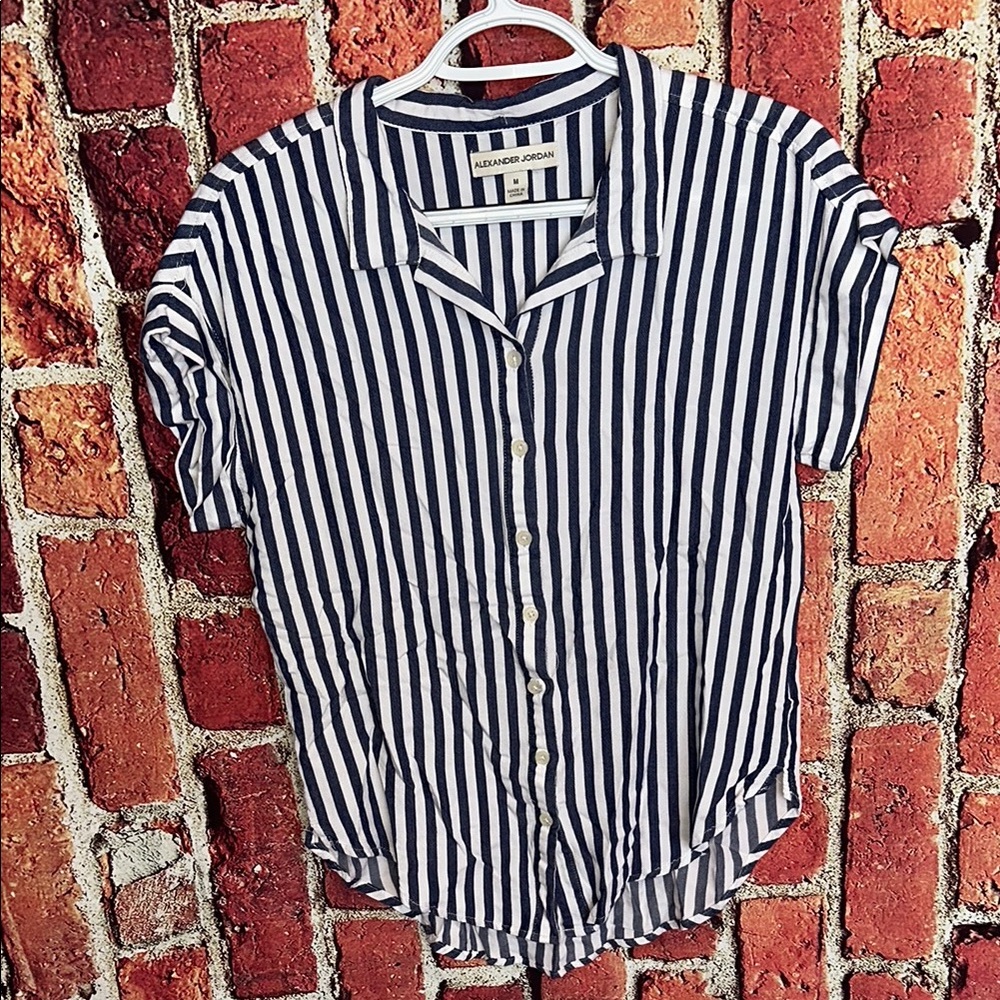 Alexander Jordan Medium Navy White Stripe Shirt